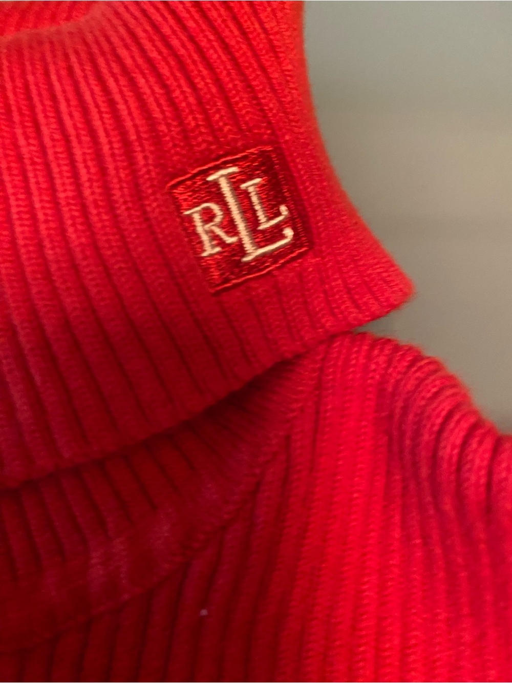 Ralph Lauren Red Turtleneck Sweater - Classic Ribbed Knit - Picture 2 of 4